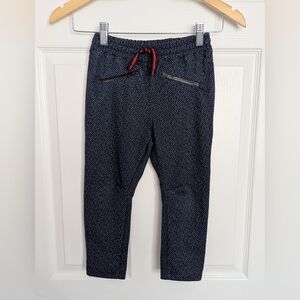 Zara Boys (Size 4/5) Drawstring Navy Blue With White Specles Joggers/Sweatpants